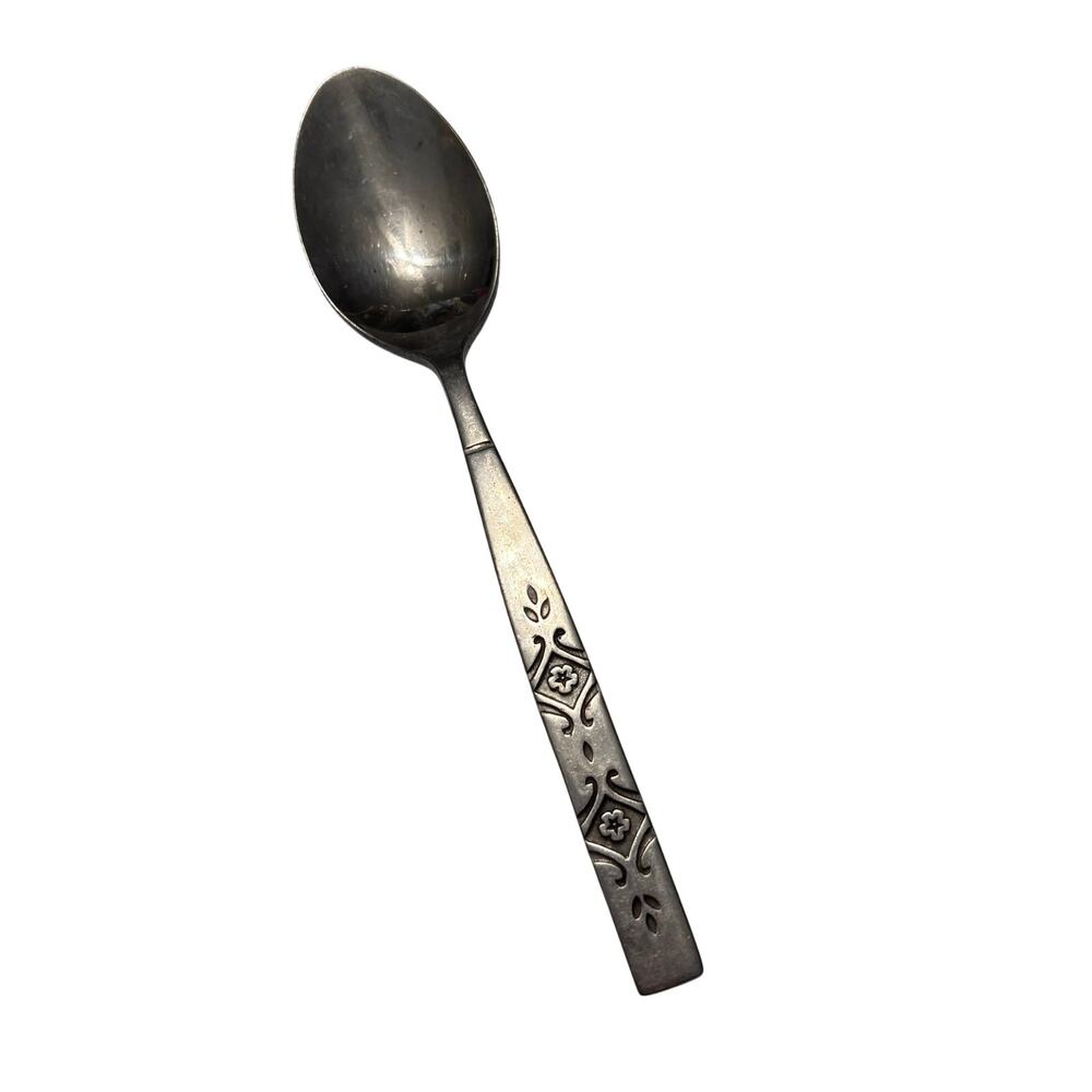 Vintage Korea Stainless 11C Teaspoon Floral Handle Flatware Replacemen